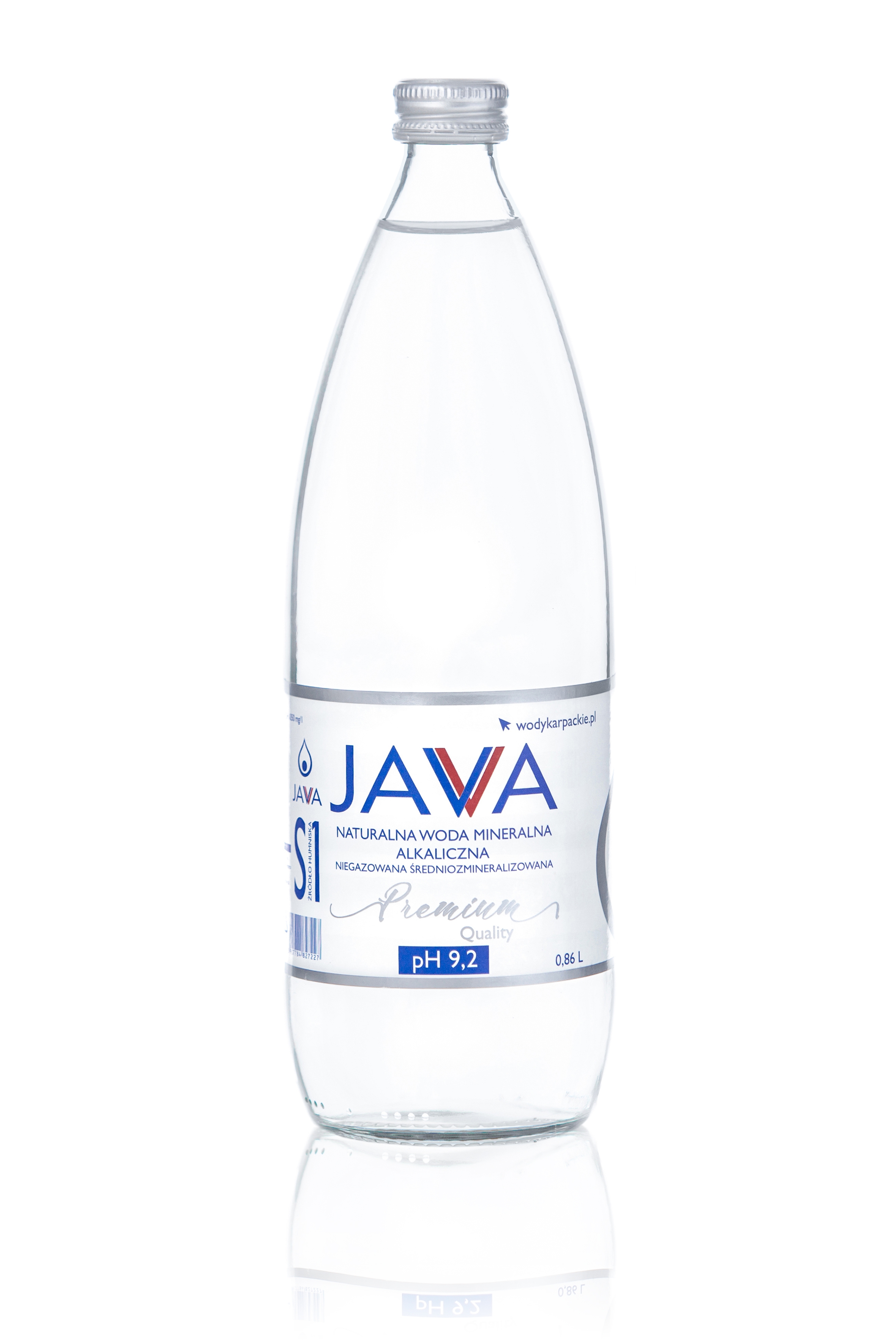 JAVA water in 0.86L glass bottle